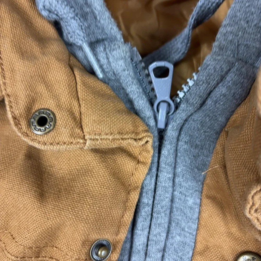 Dickies Jacket Mens XL Brown Canvas Hooded Quilted Lined Full Zip 5319 Workwear
